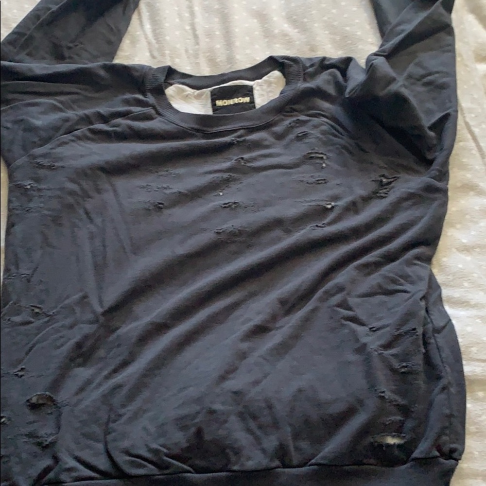 Monrow destroyed hoodie shirt combo